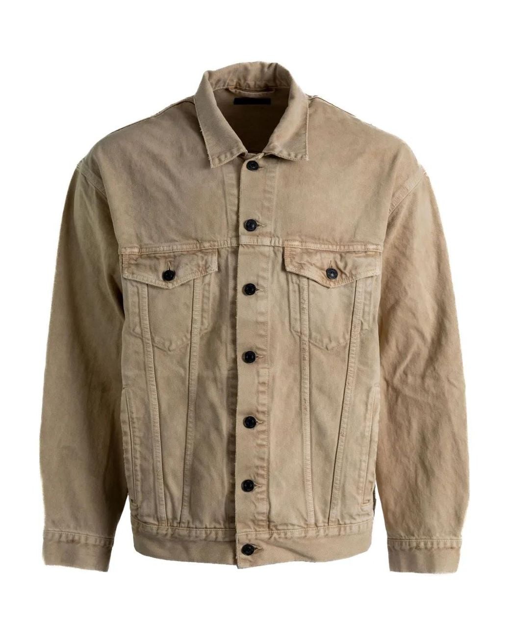 Balenciaga Brown Logo-Print Denim Jacket for men