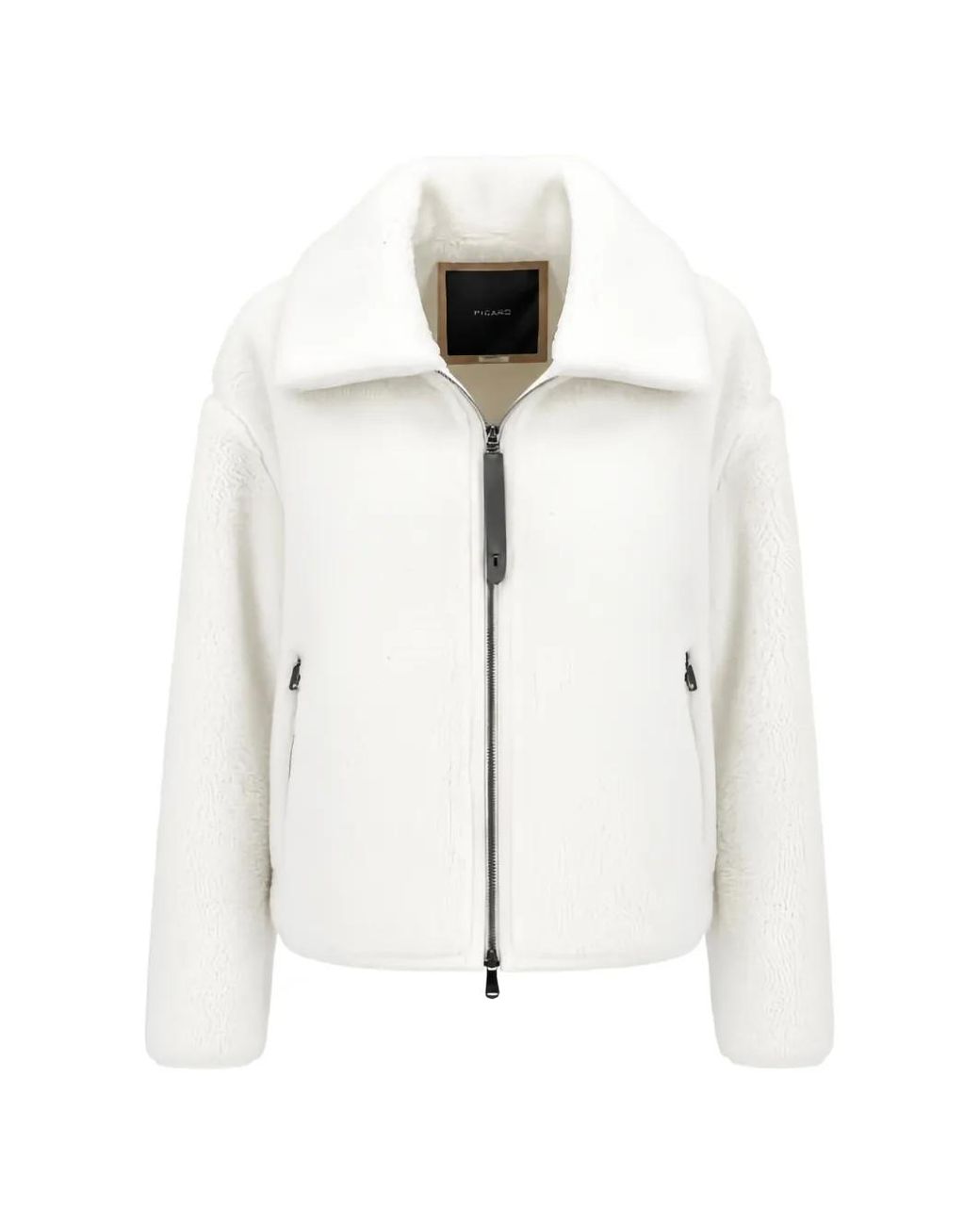 Pinko White Shearling-Effect Pea Coat