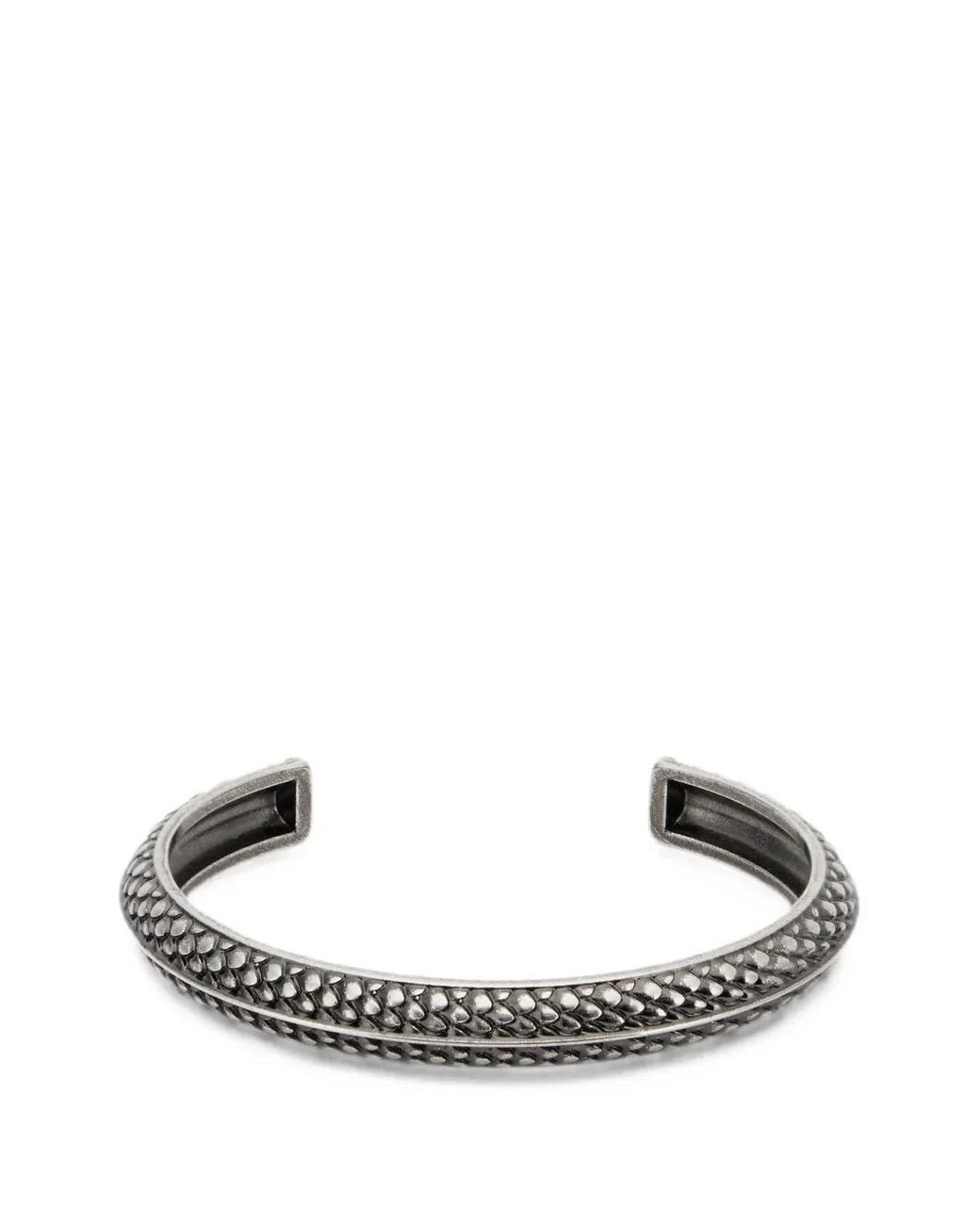 Roberto Cavalli White Snake-Effect Cuff Bracelet for men