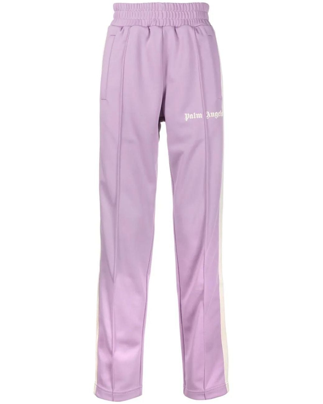 Palm Angels Purple Logo-Print Track Pants for men