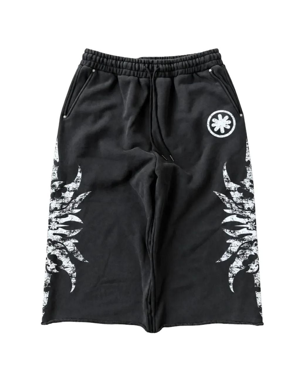 LOSTSHDWS Black Graphic-Print Track Shorts for men