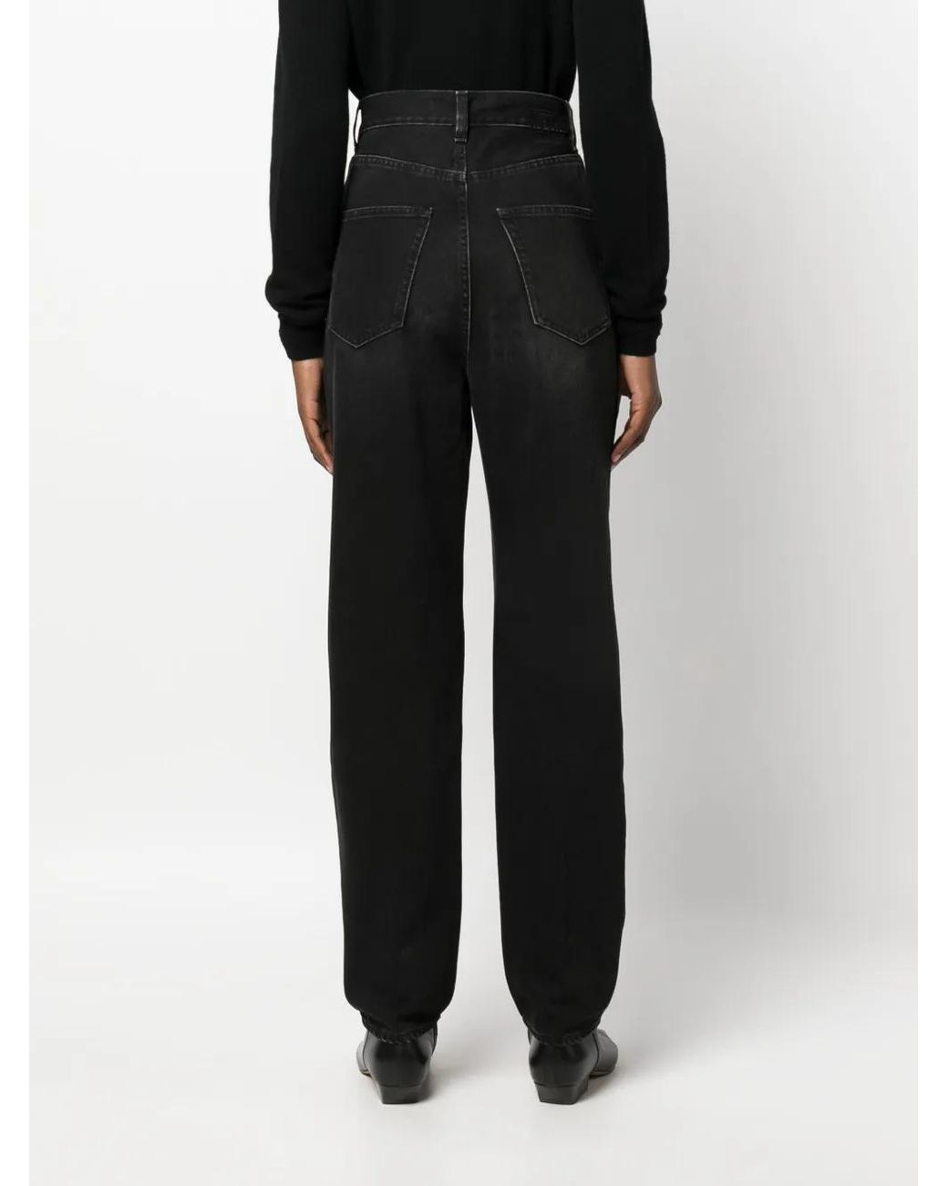 Totême  Black Faded Tapered Organic Cotton Jeans