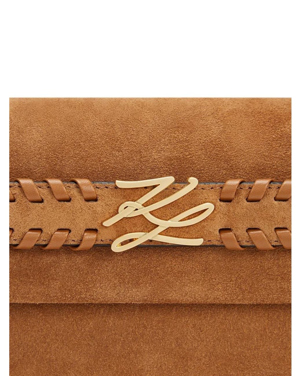 Karl Lagerfeld Brown K/Autograph Whipstitch-Trim Tote Bag