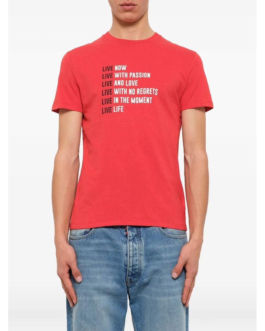 Neil Barrett Red Slogan-Print T-Shirt for men
