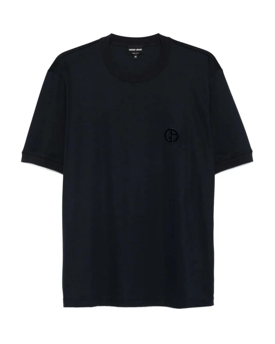 Giorgio Armani Black T-Shirt With Embroidered Logo for men