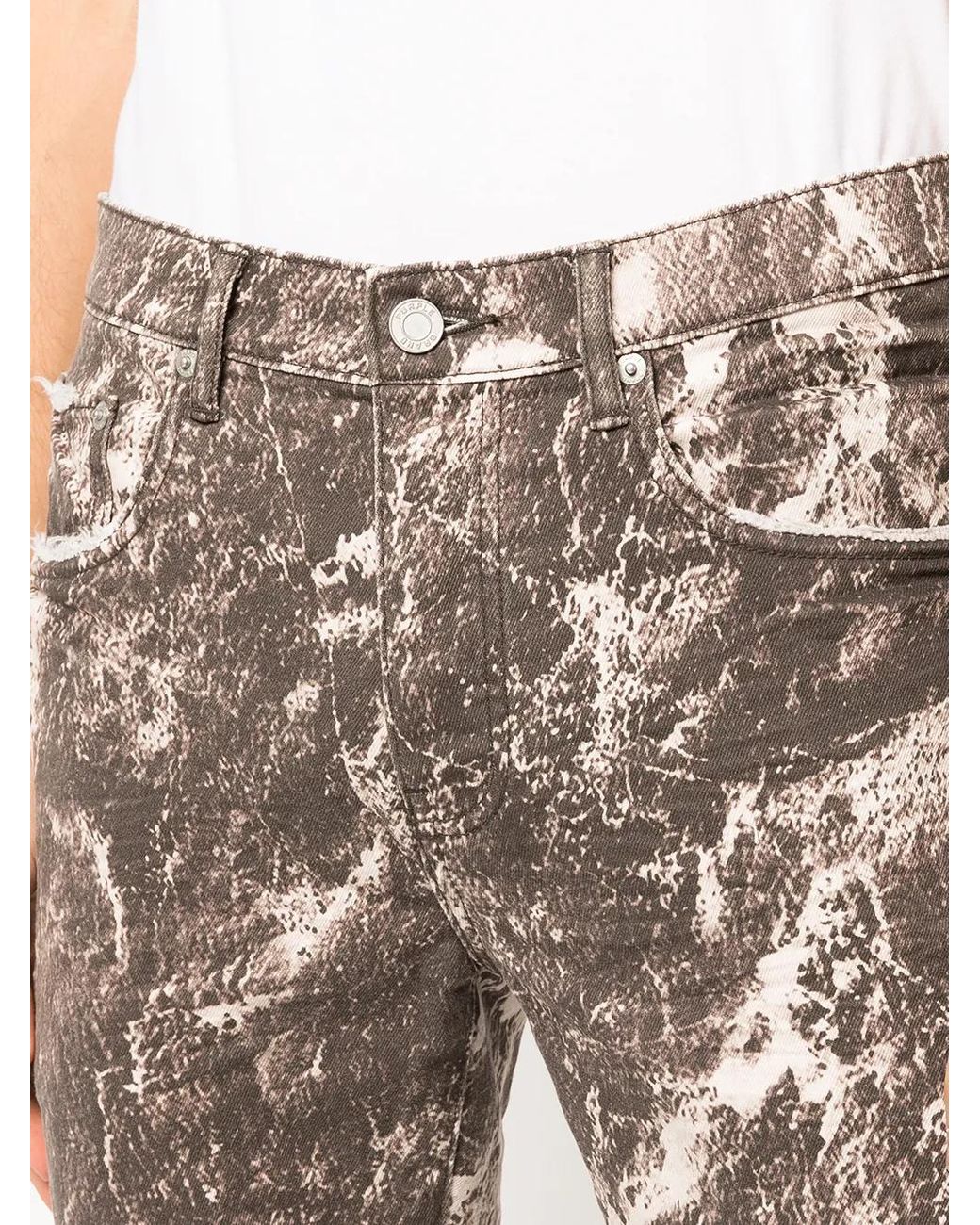 Purple Brand Gray Marble-Print Skinny Jeans for men