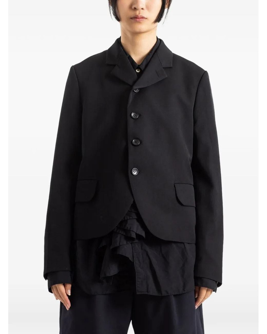 Comme des Garçons Black Curved-Hem Notched-Lapel Jacket