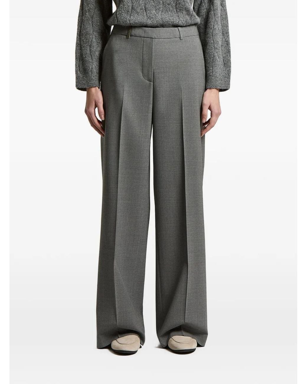 Peserico Gray Pressed-Crease Trousers