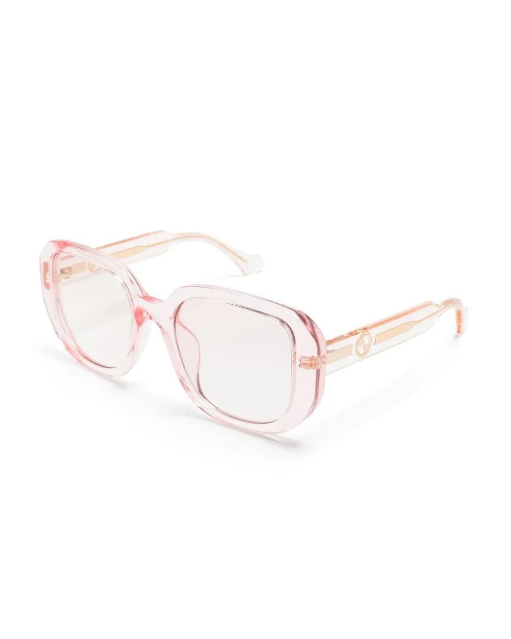Gucci Pink Transparent Oversize-Frame Sunglasses