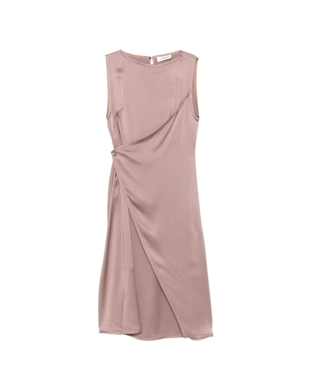 Lanvin Pink Sleeveless Wrap-Effect Midi Dress
