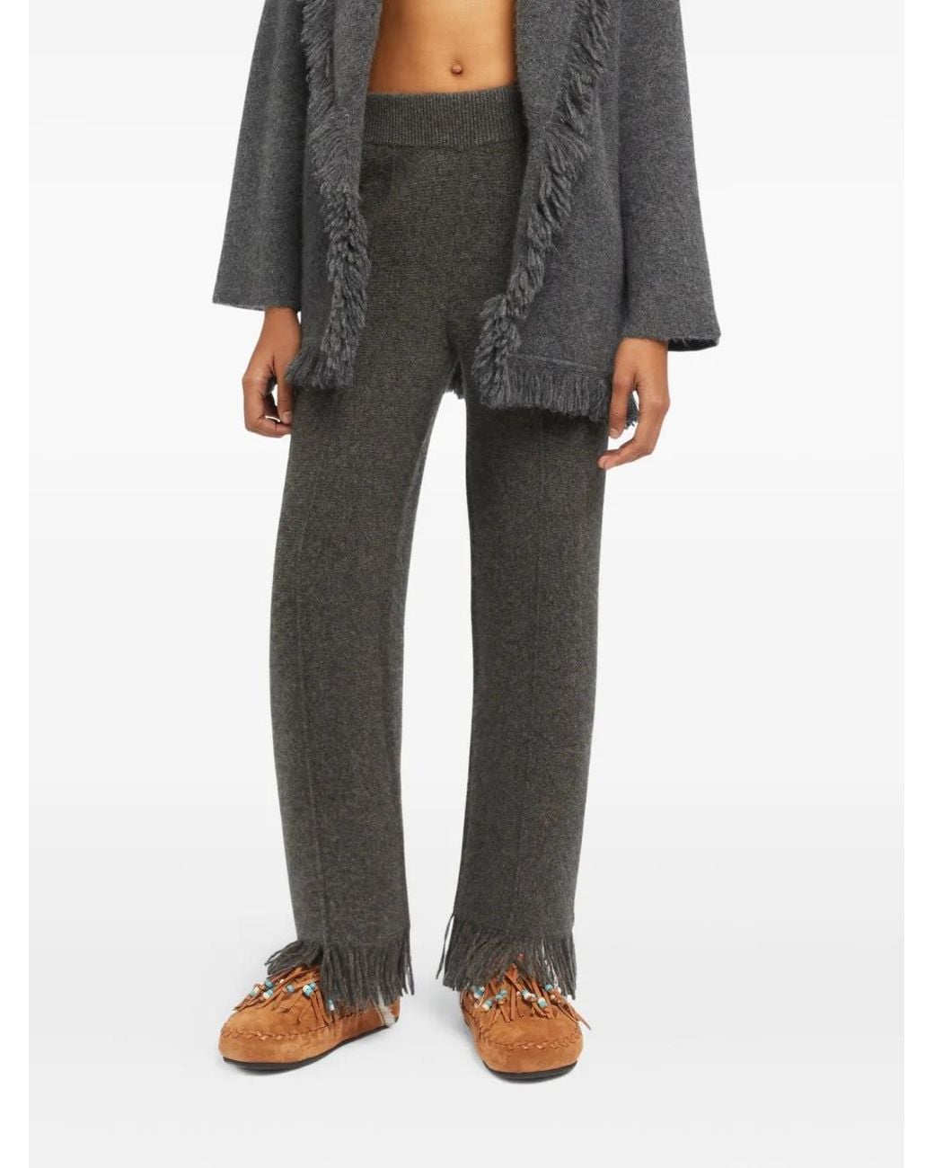 Alanui Black Fringed Knitted Trousers