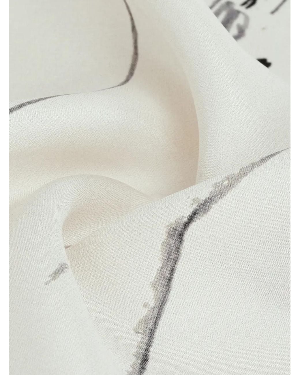 POTAMY White Foulard En Soie À Imprimé Graphique