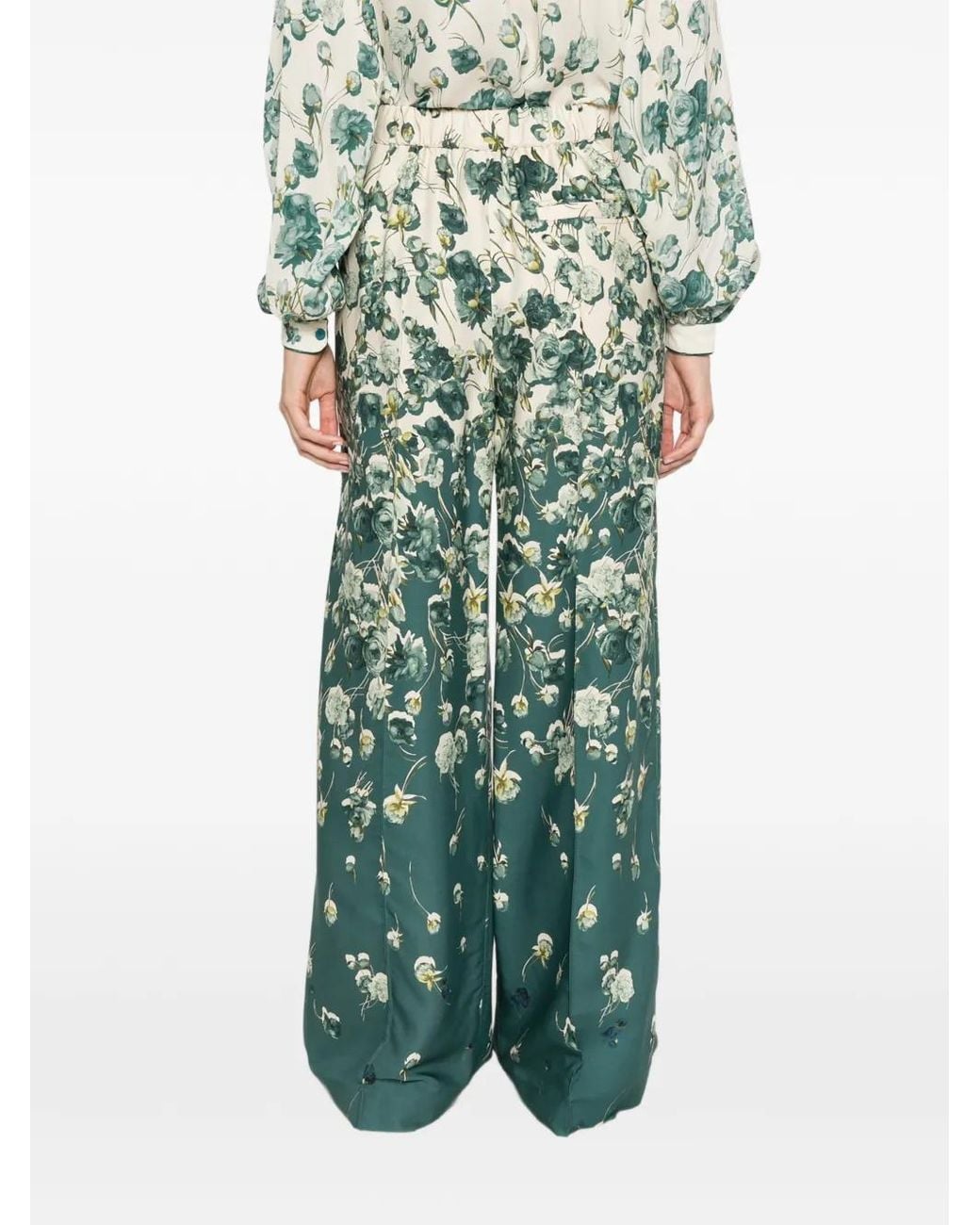 F.R.S For Restless Sleepers Green Floral-Print Palazzo Pants