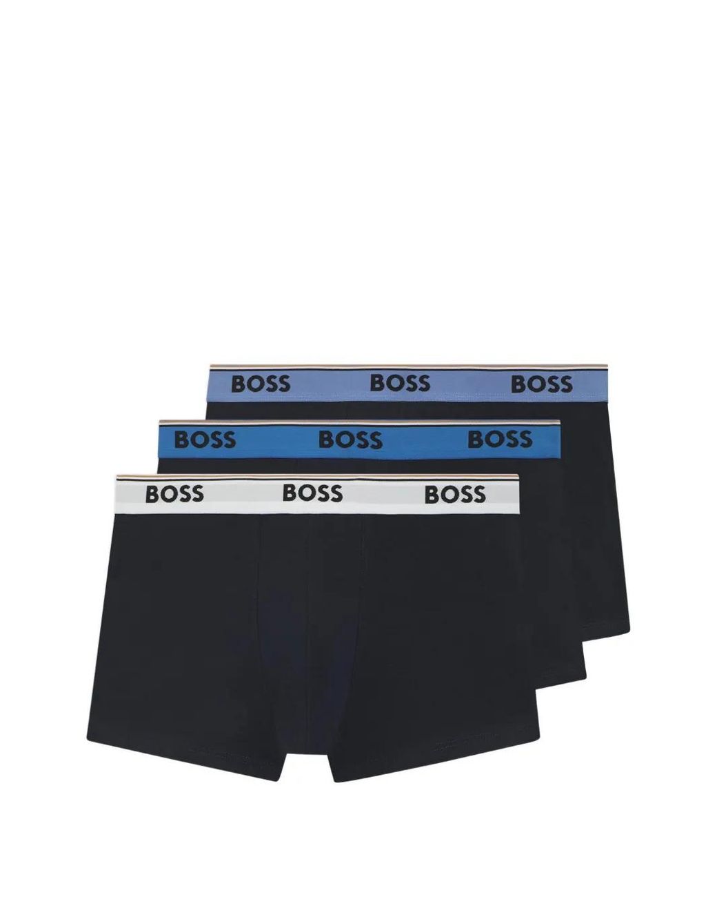 Boss Blue Three-Pack Of Stretch Cotton Trunks With Logo Waistbands for men