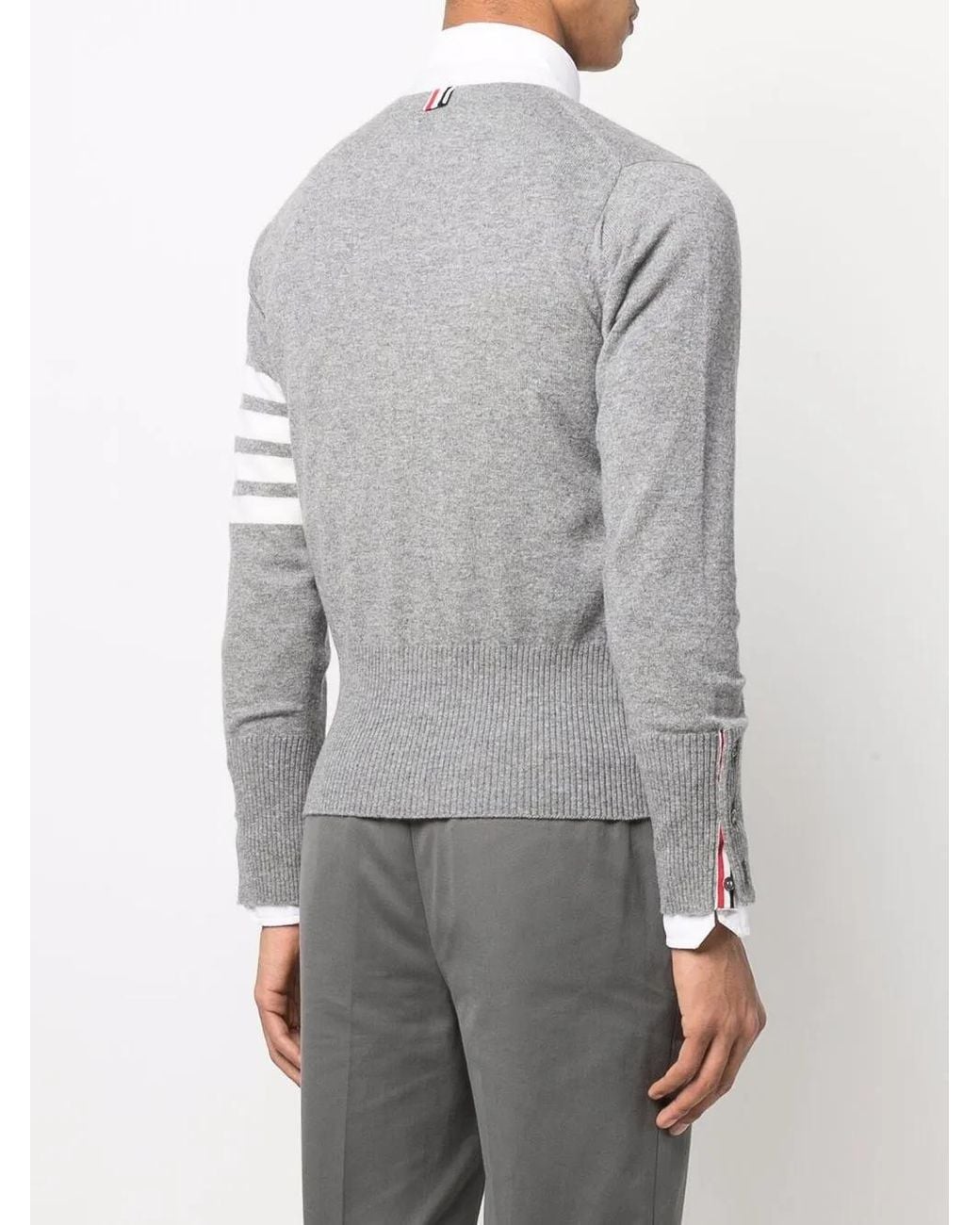 Thom Browne Gray 4-Bar Stripe Knit Cardigan for men