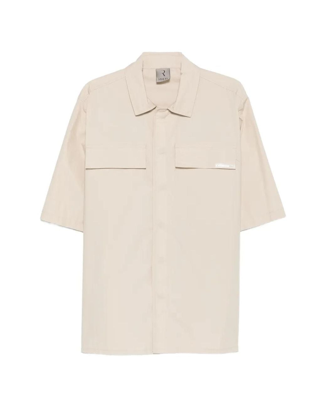Rhun White Short-Sleeve Flap-Pocket Shirt for men