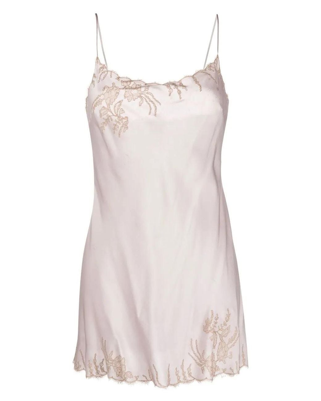 Carine Gilson Pink Lace Applique Silk Slip Dress