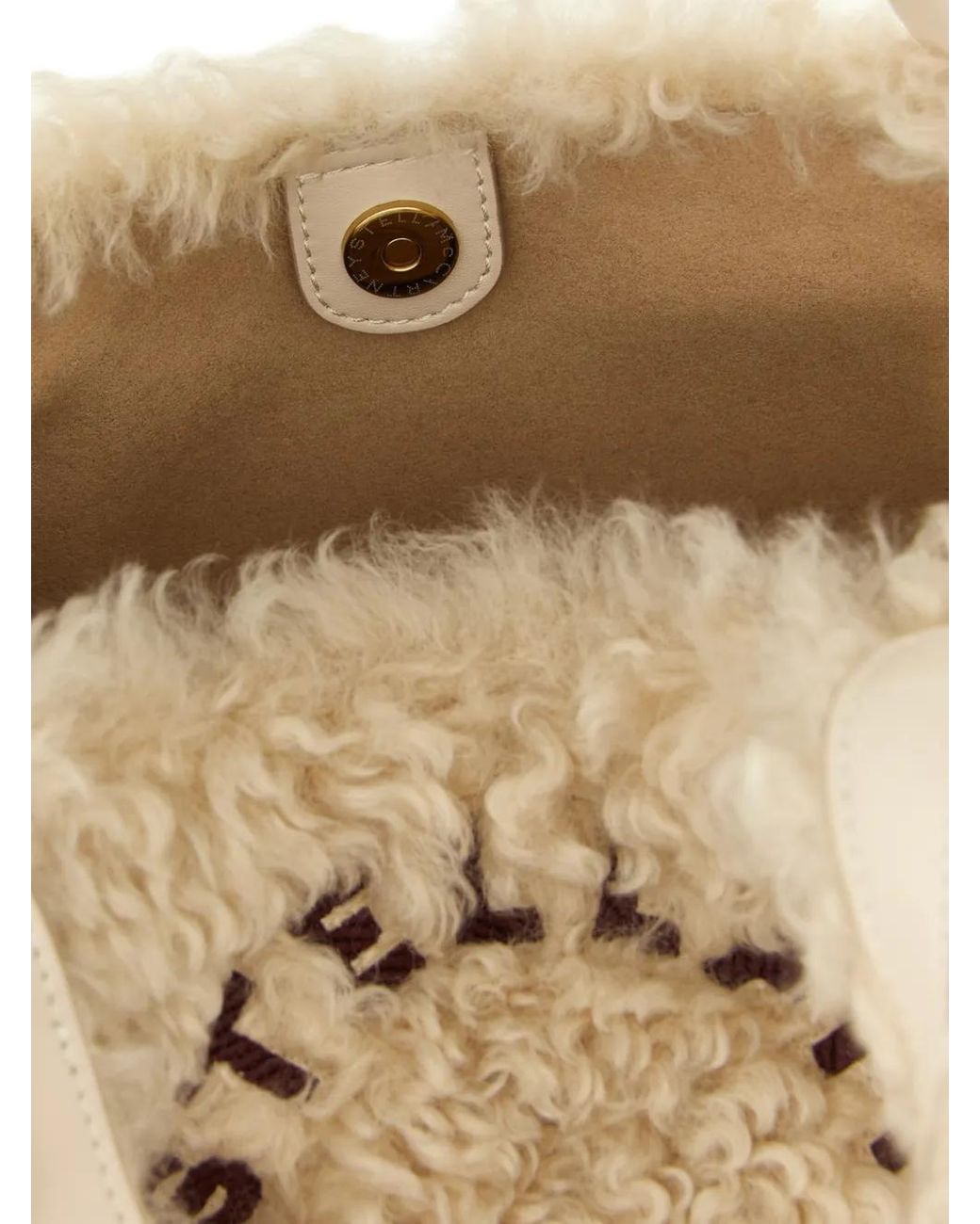 Stella McCartney Natural Shearling-Effect Tote Bag With Logo