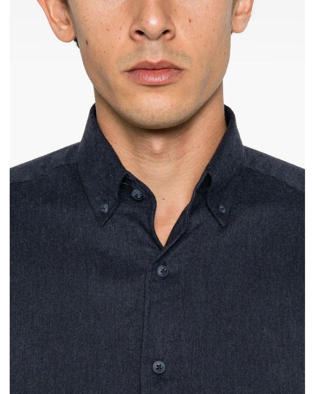 Alberto Gozzi Blue Button-Down Long-Sleeve Shirt for men
