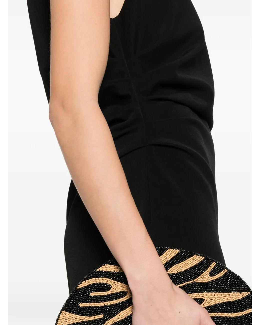 P.A.R.O.S.H. Black One-Shoulder Maxi Dress