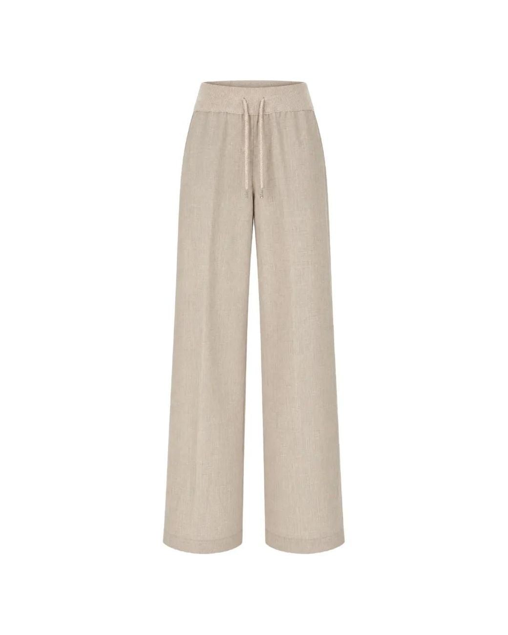 Panicale White Drawstring-Waistband Trousers