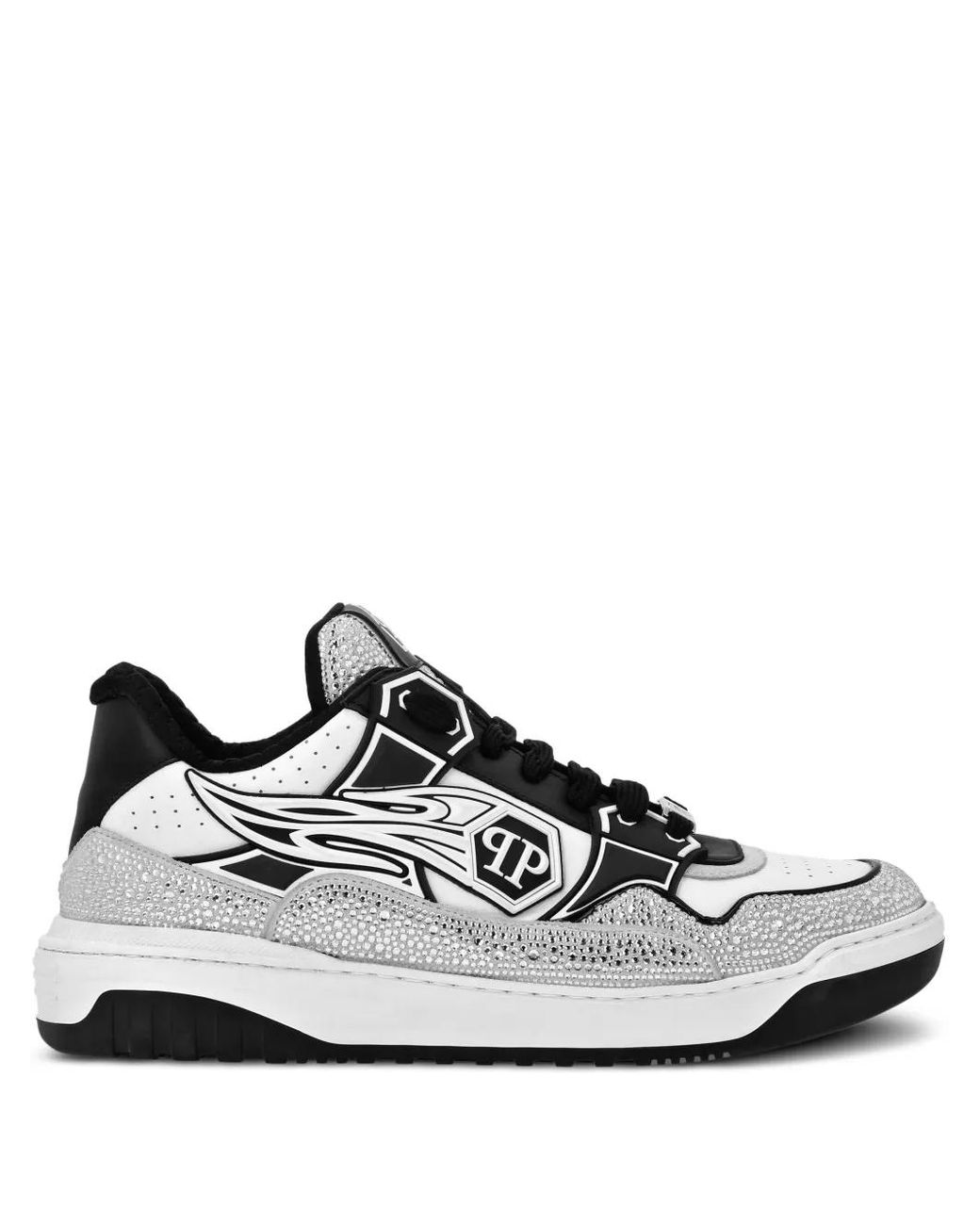 Philipp Plein White Leather Low-Top Sneakers Moon Walker for men