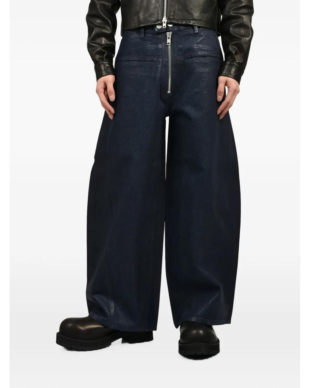 FILTH Blue Waxed Wide-Leg Jeans for men