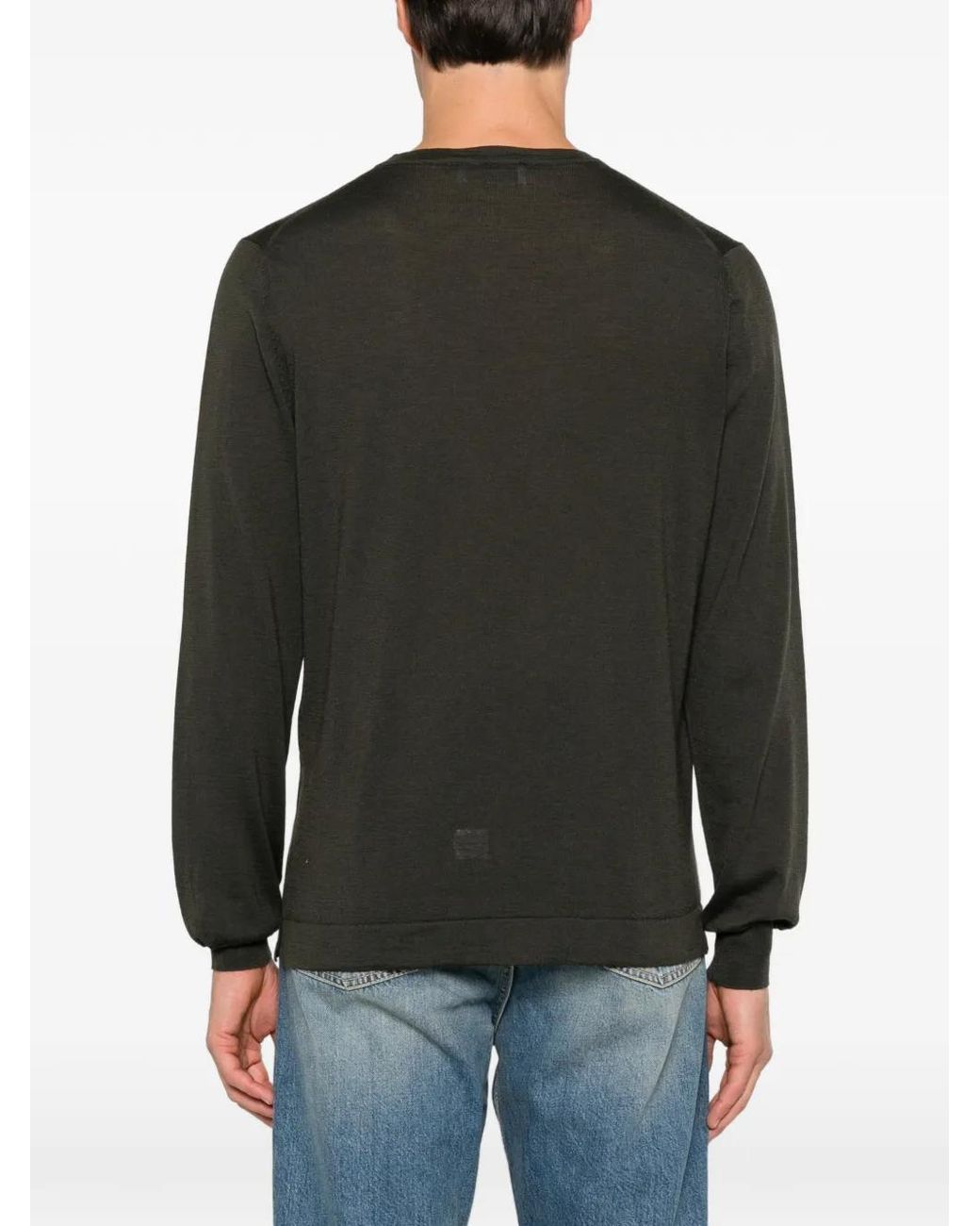 Gran Sasso Black Crew-Neck Wool Sweater for men