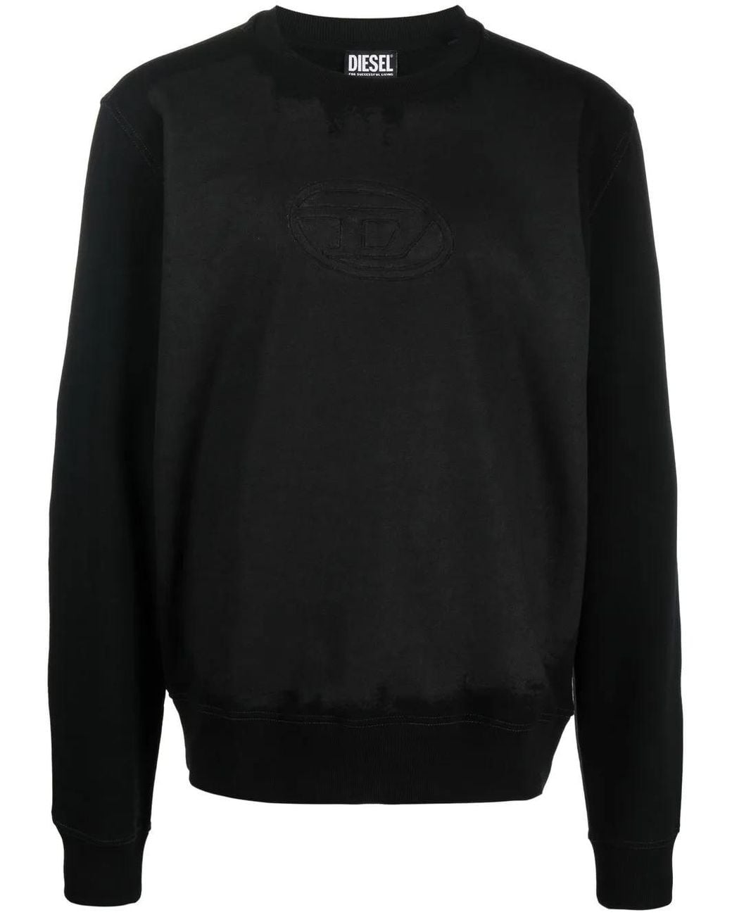 DIESEL Black Logo-Print Cotton Jumper for men