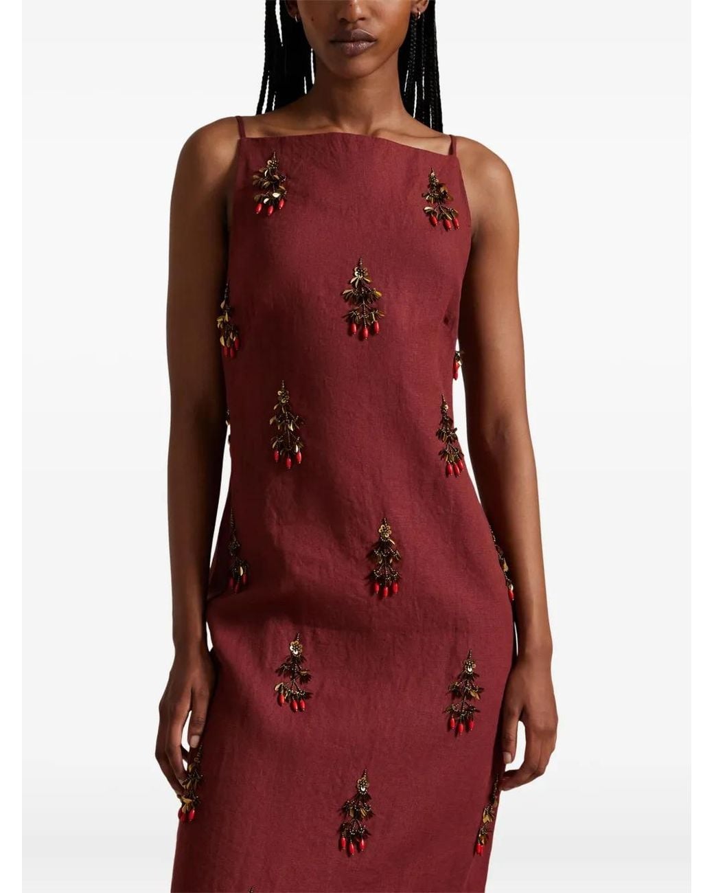 Polo Ralph Lauren Red Embellished Sleeveless Dress