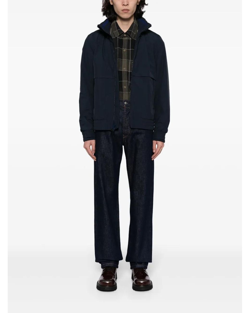 Woolrich Blue High-Neck Zip-Up Jacket for men