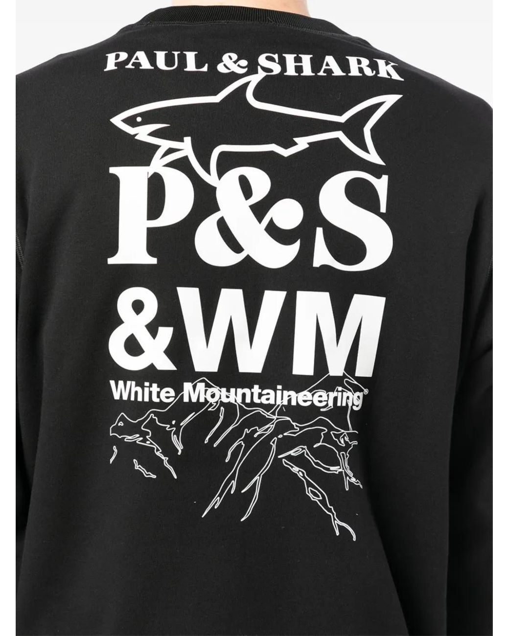 White Mountaineering Black X Paul & Shark Logo-Print Sweatshirt for men