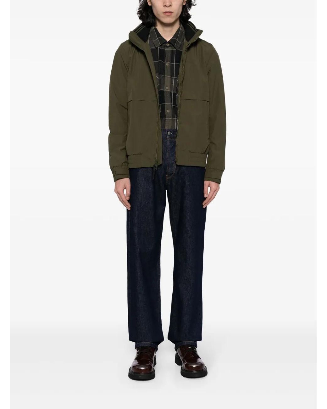 Woolrich Green High-Neck Zip-Up Jacket for men