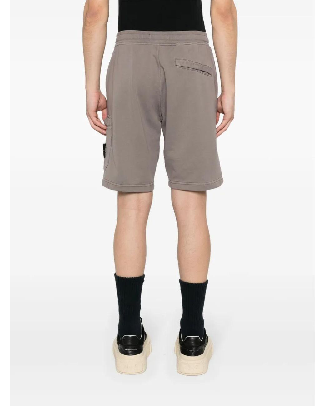 Stone Island Gray Compass-Badge Jersey Shorts for men