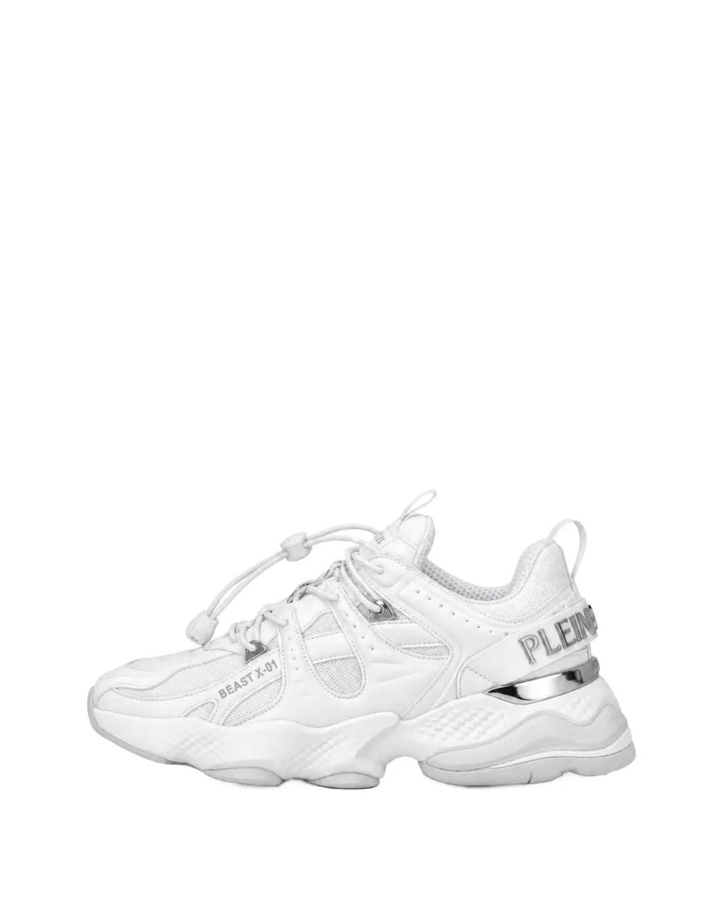 Philipp Plein White Runner Beast X-01 Panelled Sneakers