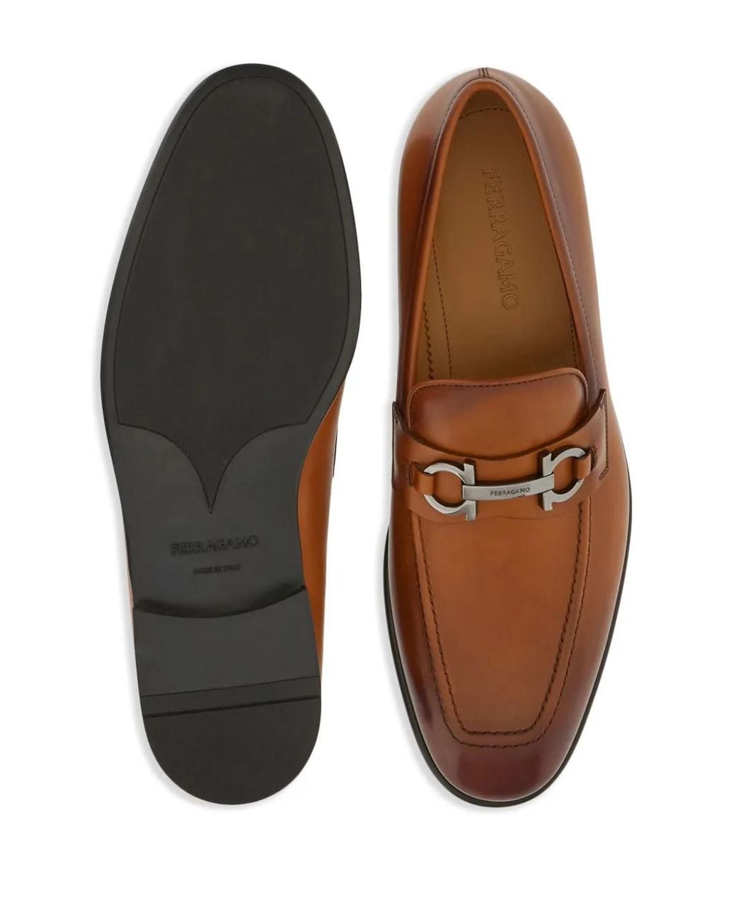 Ferragamo Brown Moccasin With Gancini Ornament Loafer for men