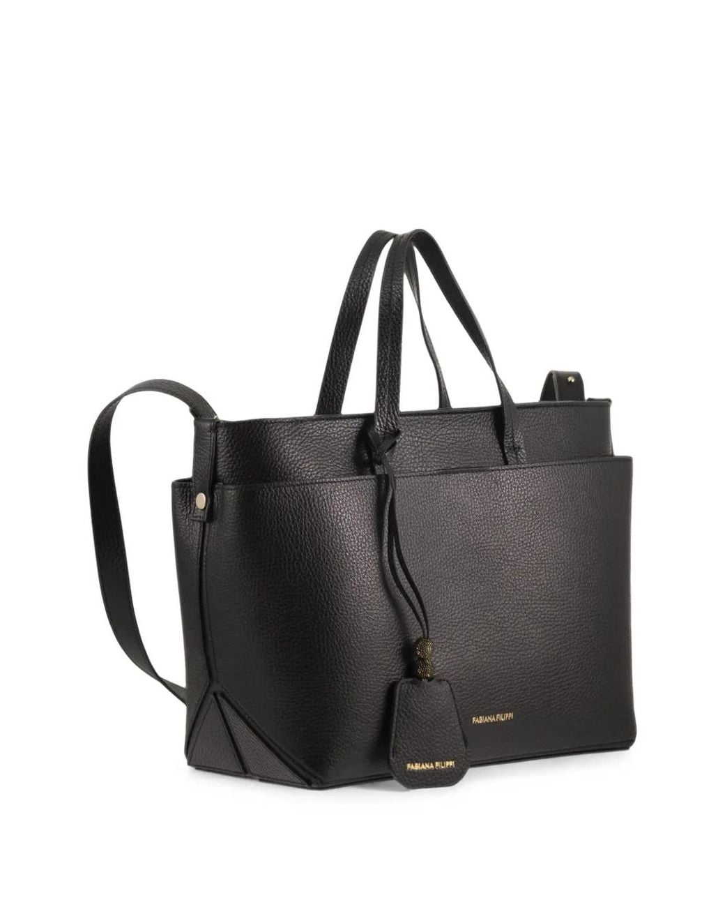 Fabiana Filippi Black Grained Leather Tote Bag