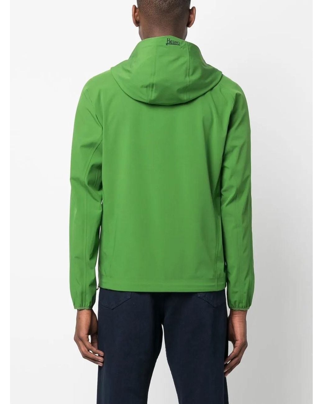 Herno Green High-Neck Hooded Jacket for men