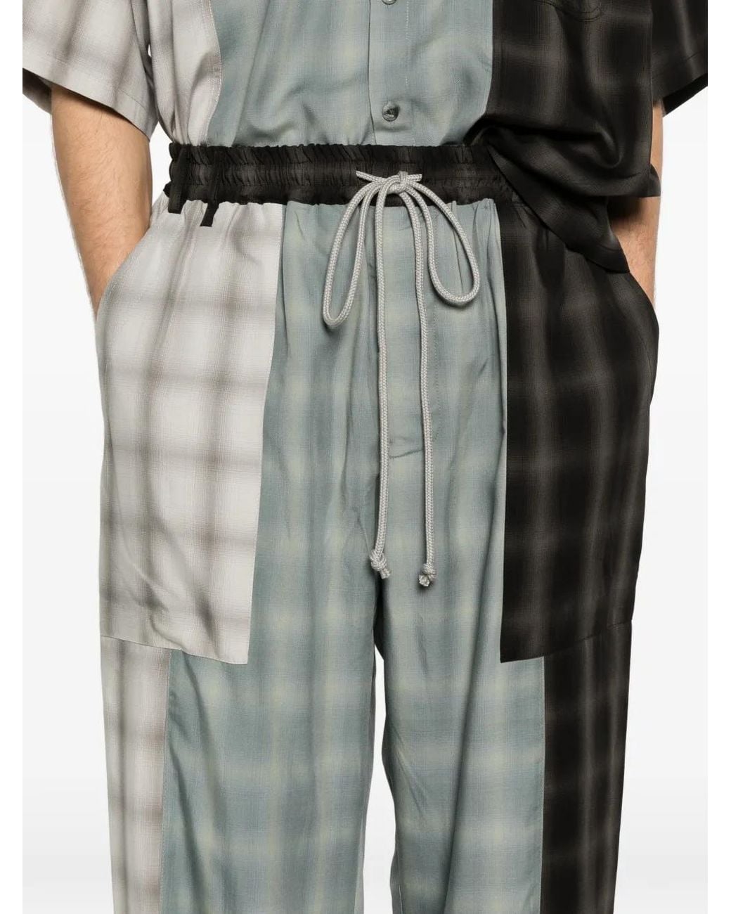 Song For The Mute Gray Check-Pattern Trousers for men