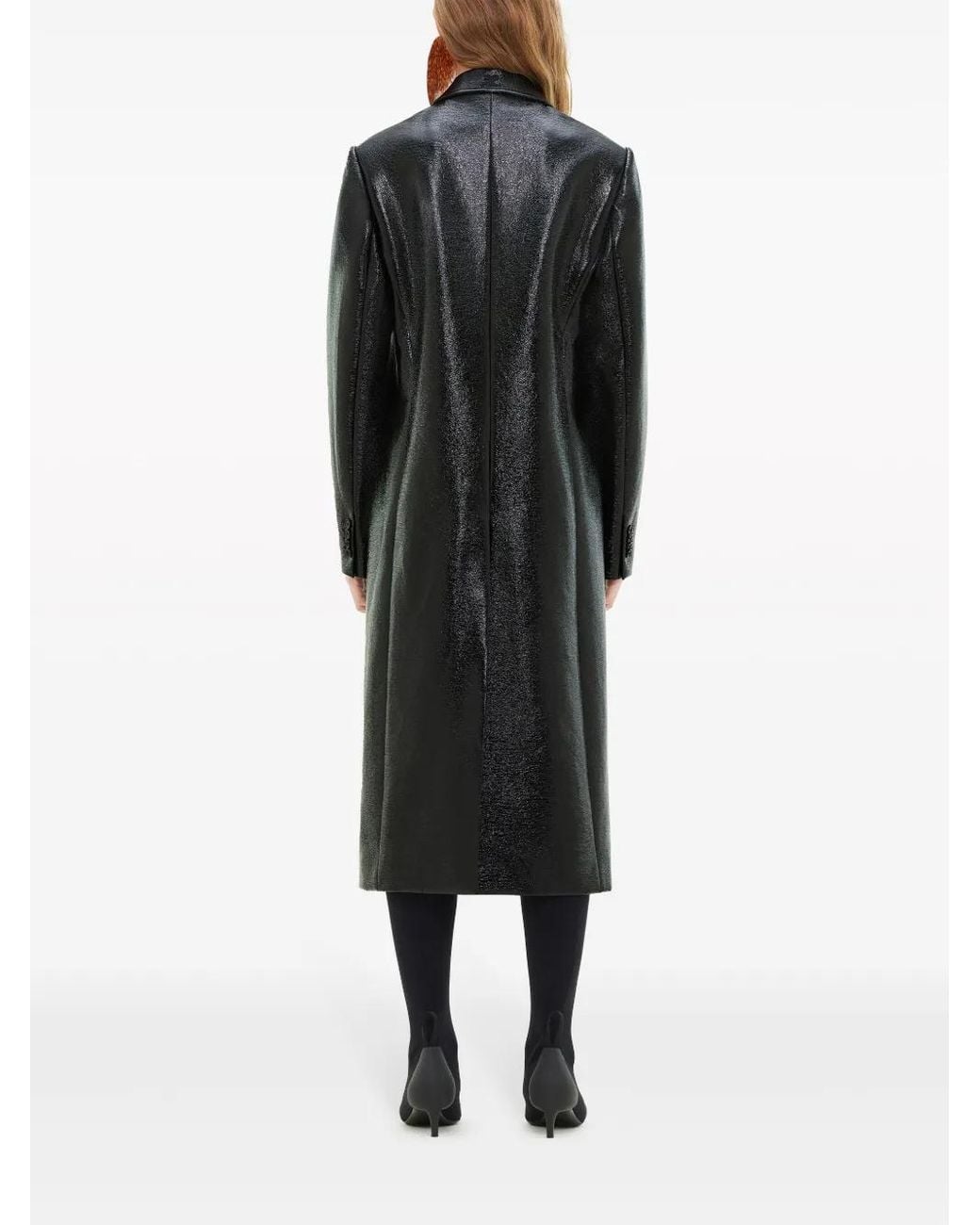 Courreges Black Vinyl Mid-Length Trench Coat