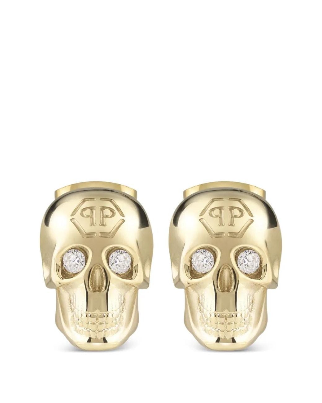 Philipp Plein Metallic Earrings Crystal Ip 3D Skull