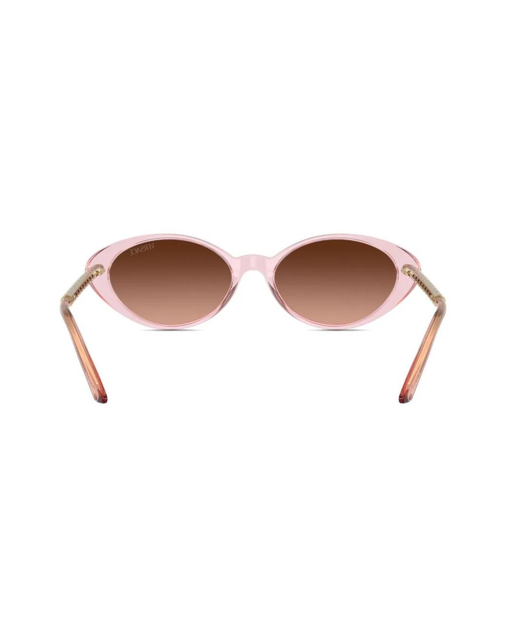 Versace Brown Greca-Plaque Oval-Frame Sunglasses