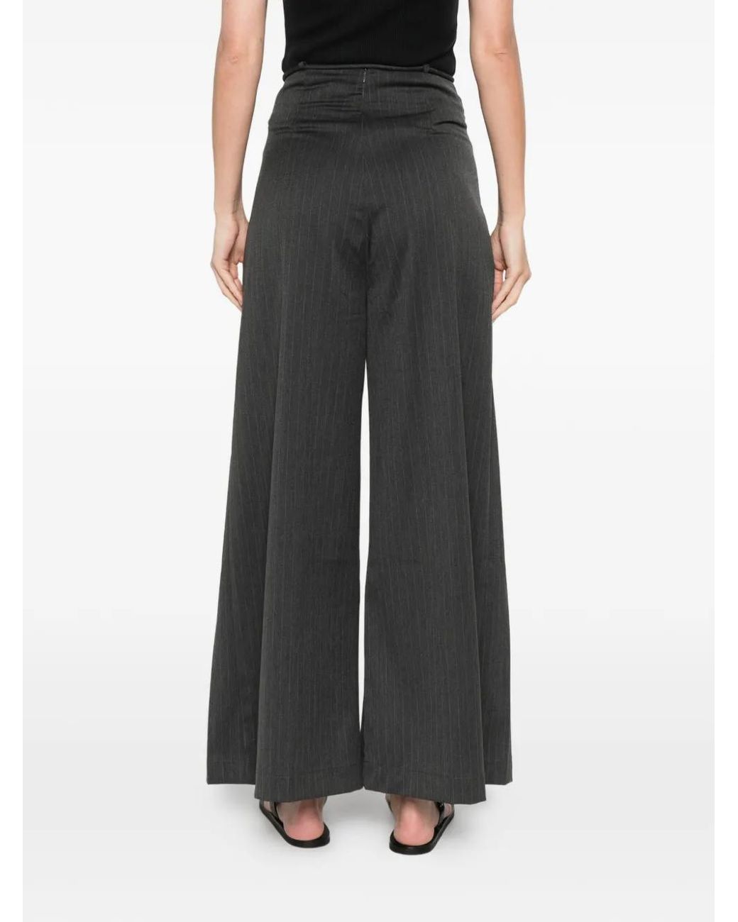 LA PISCINE Gray Pinstripe Trousers