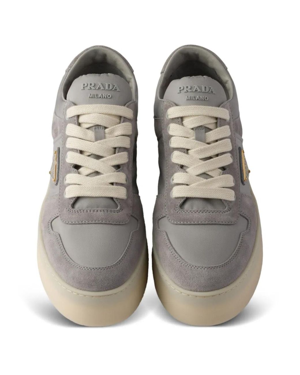 Prada Gray Downtown Bold Suede Platform Sneakers