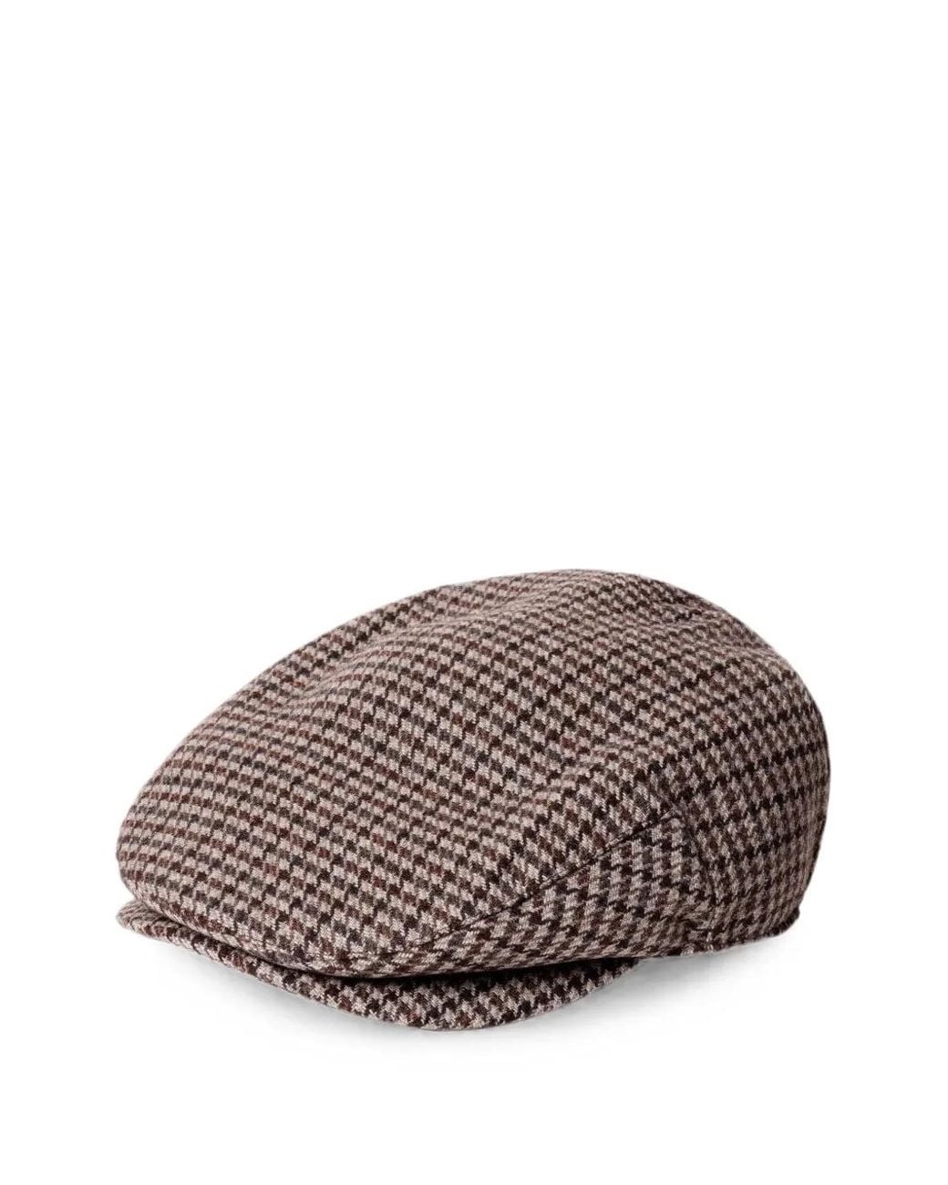 Hackett Gray Houndstooth-Pattern Flat Cap for men