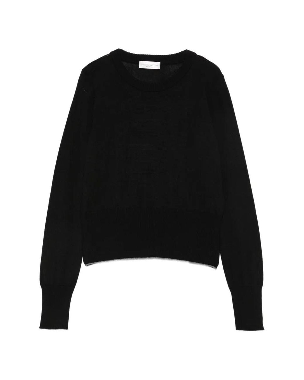 Roberto Collina Black Ribbed-Knit Crew-Neck Sweater