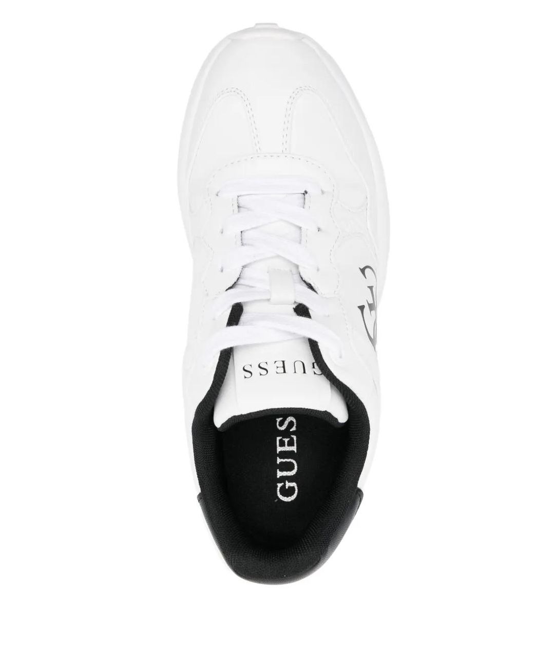 Guess White Logo-Print Sneakers