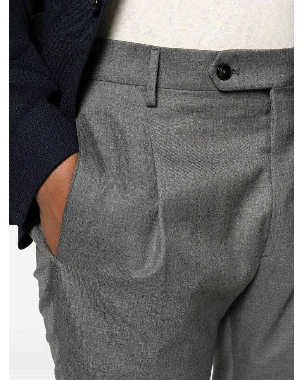 Berwich Gray Pantalon De Tailleur À Détails Plissés for men