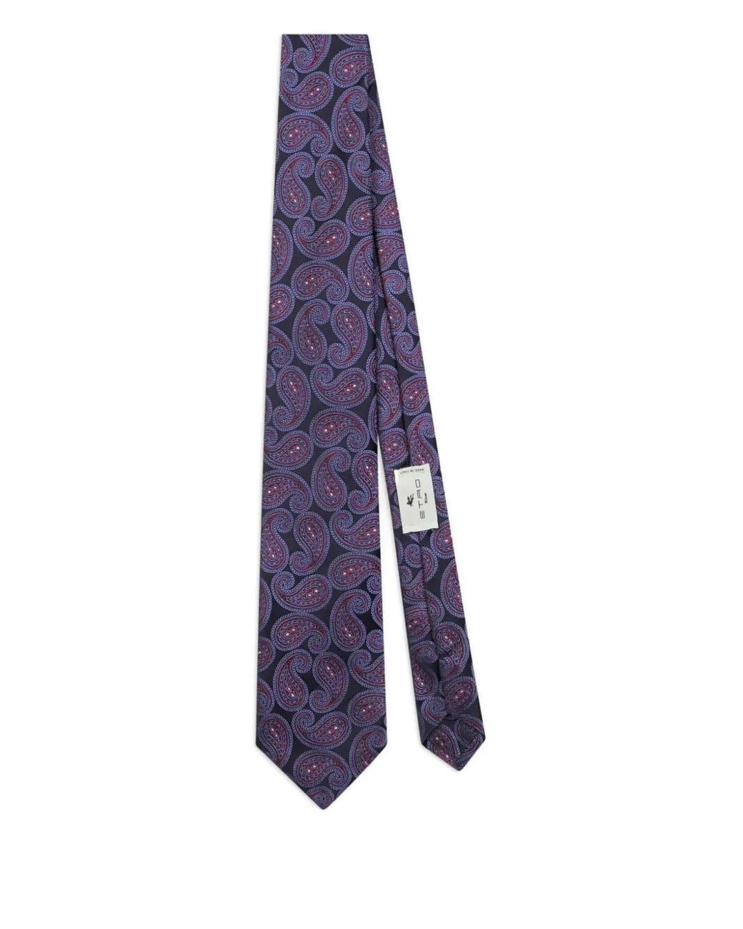 Etro Purple Paisley Silk Jacquard Tie for men