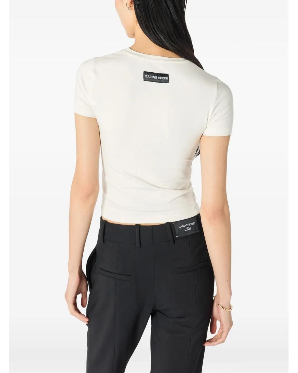 MARINE SERRE White Logo Cotton T-Shirt